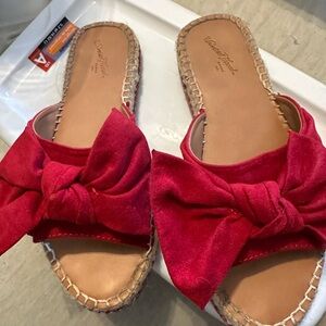Women's Red Bow Slide Sandals